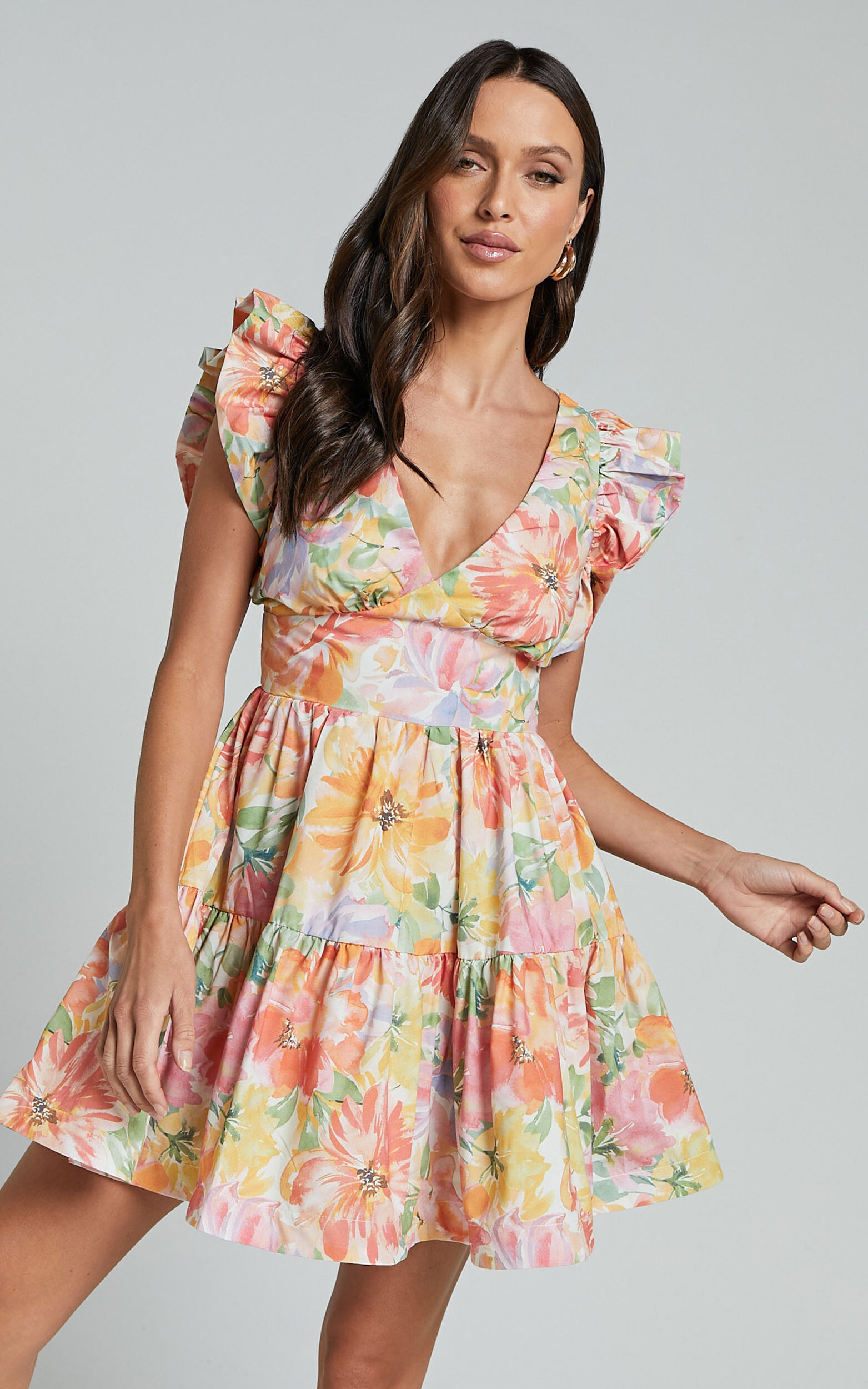 Summer floral mini dress on sale