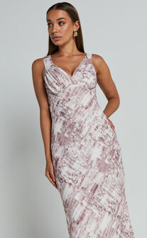 Ahye Midi Dress - V Neck Sleeveless in Arizona Blur