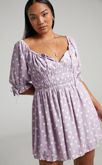 Charlie Holiday - Valentine Dress in Lilac Spot