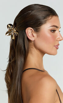 Oliver Flower Hair Clip in Gold