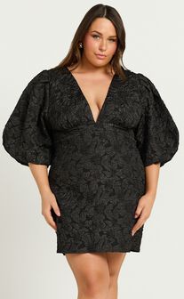 Miley Mini Dress - V Neck Bodycon Dress in Black