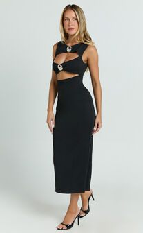 Lioness - After Hours Midi Dress in Onyx