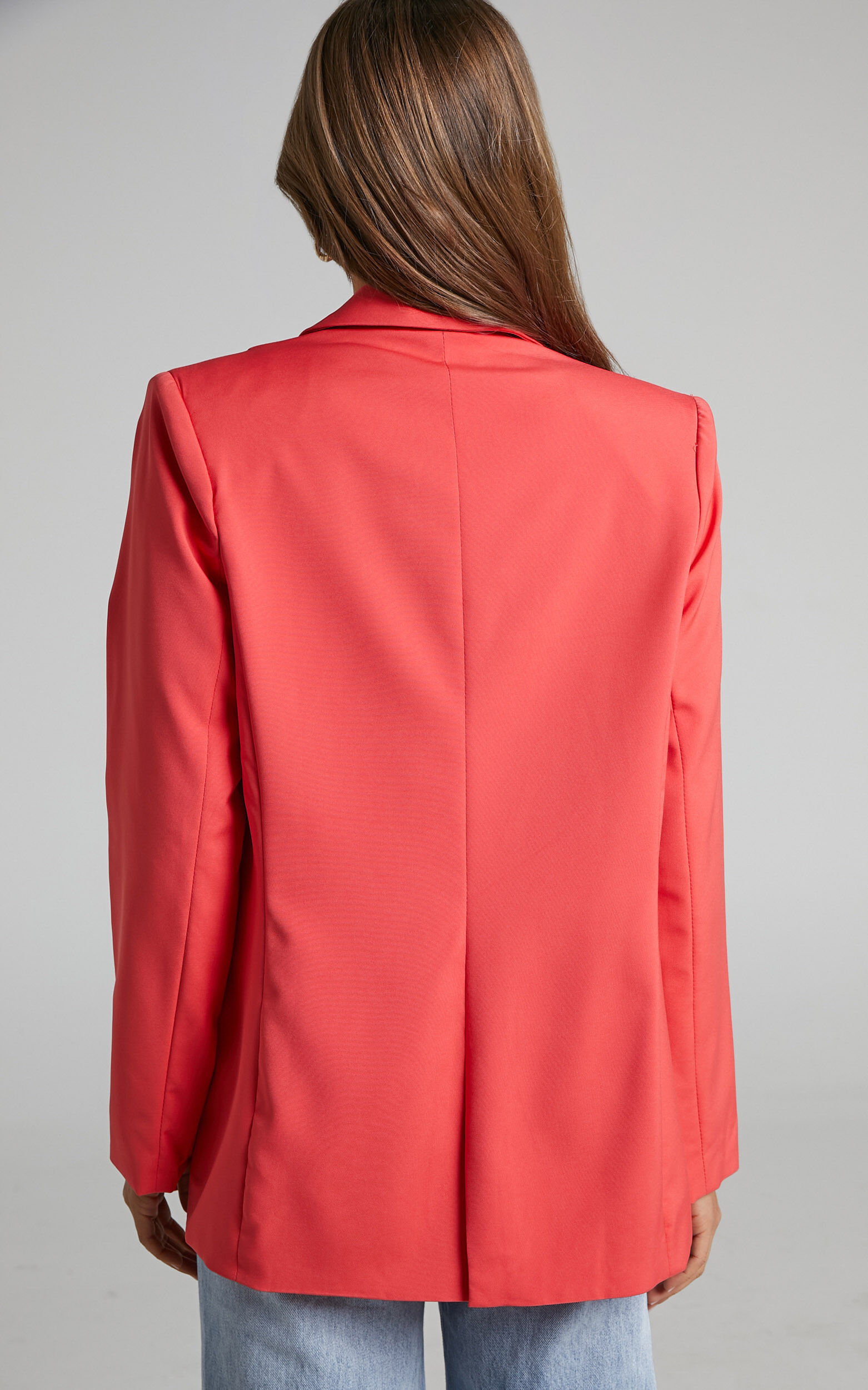 Sharmiel Blazer Plunge Neck Oversized Longline Blazer in Orange Showpo EU