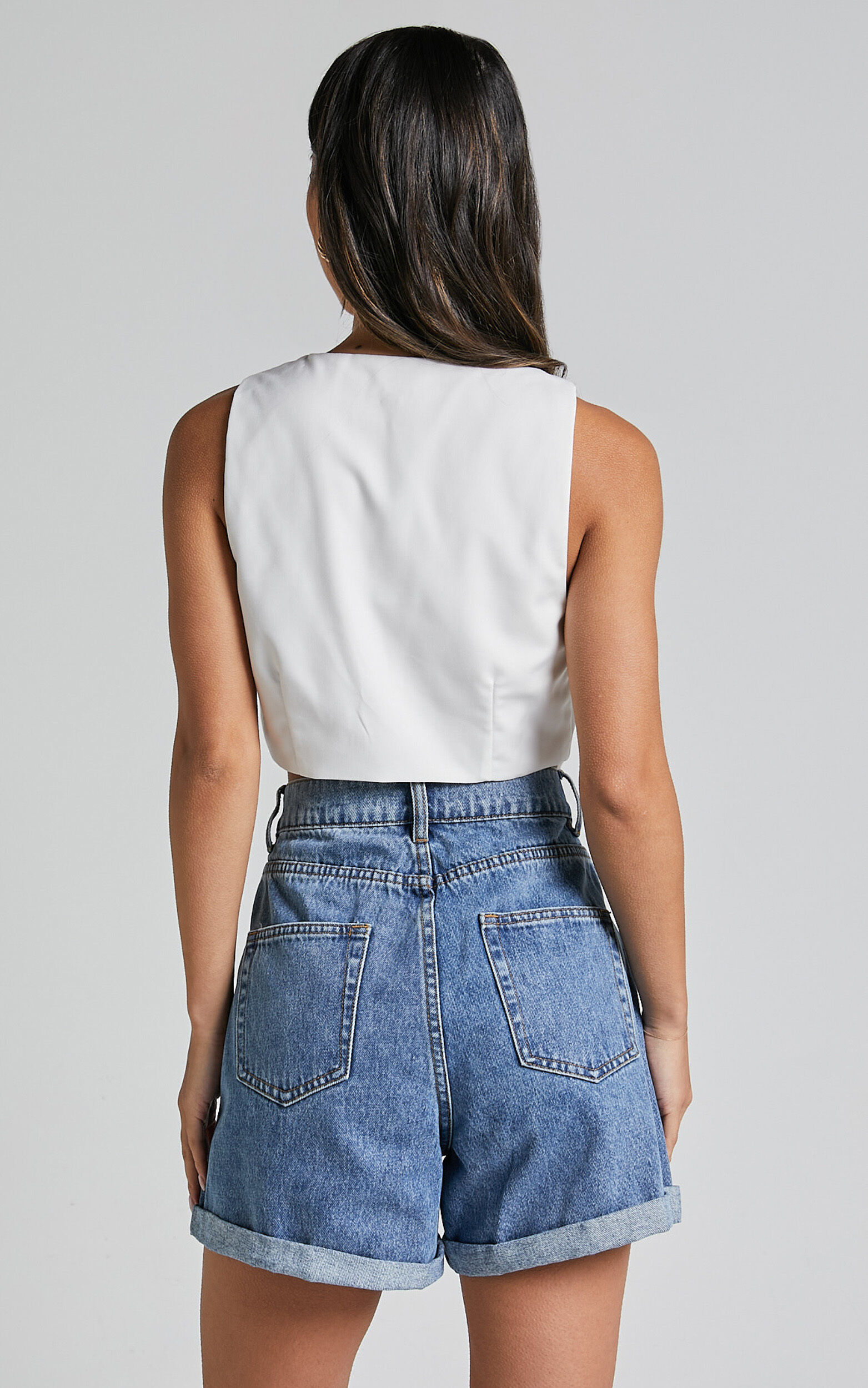 High waisted cuffed shorts online