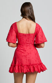 Fancy A Spritz Mini Dress - Square Neck Dress in Red | Showpo USA