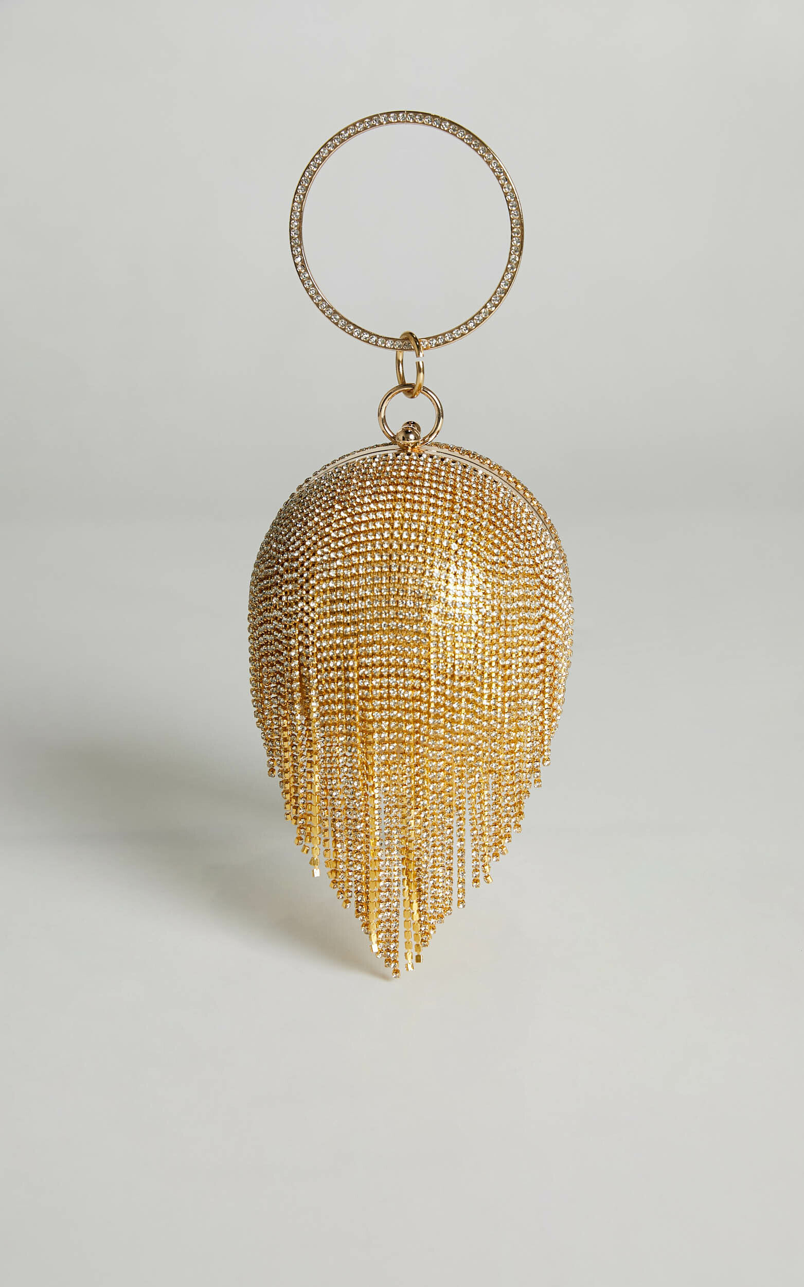 Downeti Diamante Sphere Clutch Bag in Gold Showpo USA