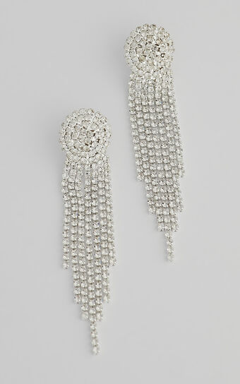 Trinny Drop Earrings in Silver Diamante