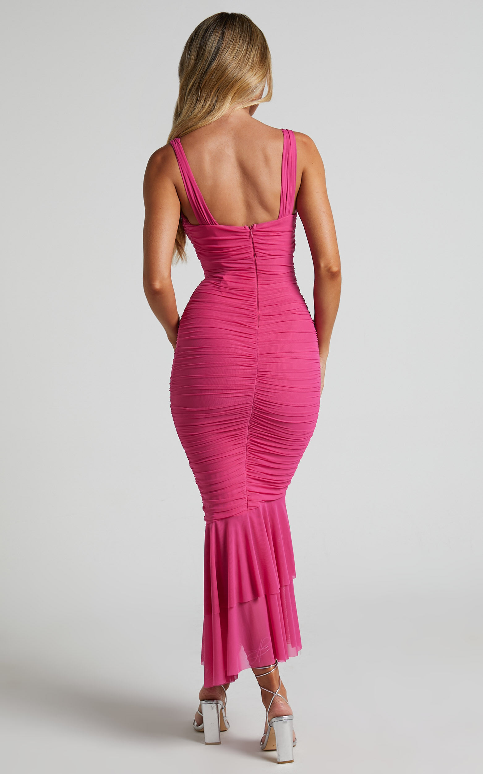 Baby pink midi bodycon dress store