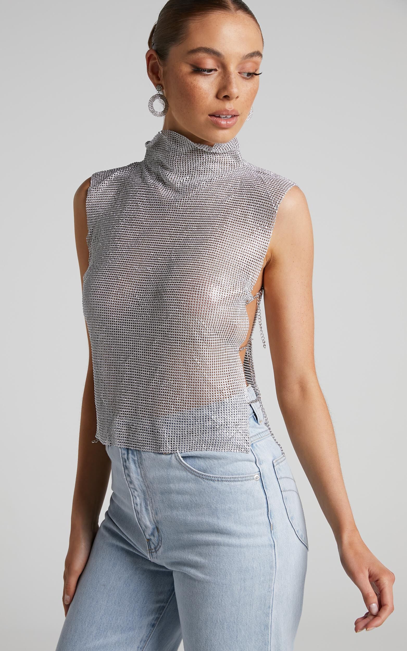 Sleeveless mesh online top