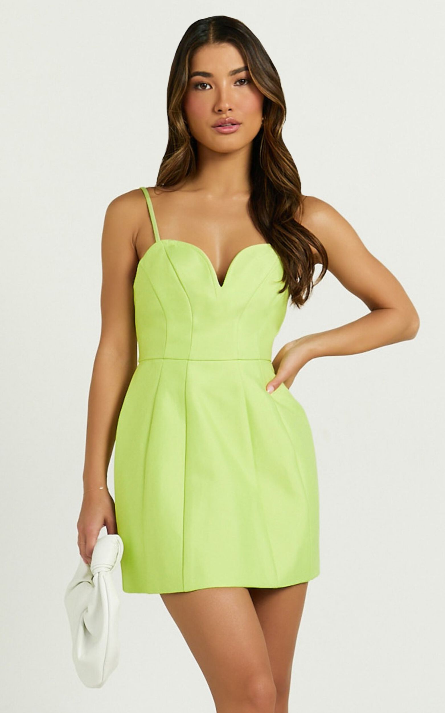 Amalie The Label - Kora Plunge A Line Mini Dress in Citrus - 06, YEL1