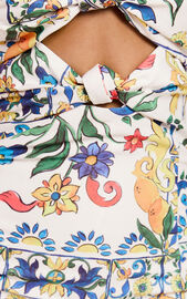 Janice Midi Dress - Knot Detail Front Split Dress in Positano Print ...