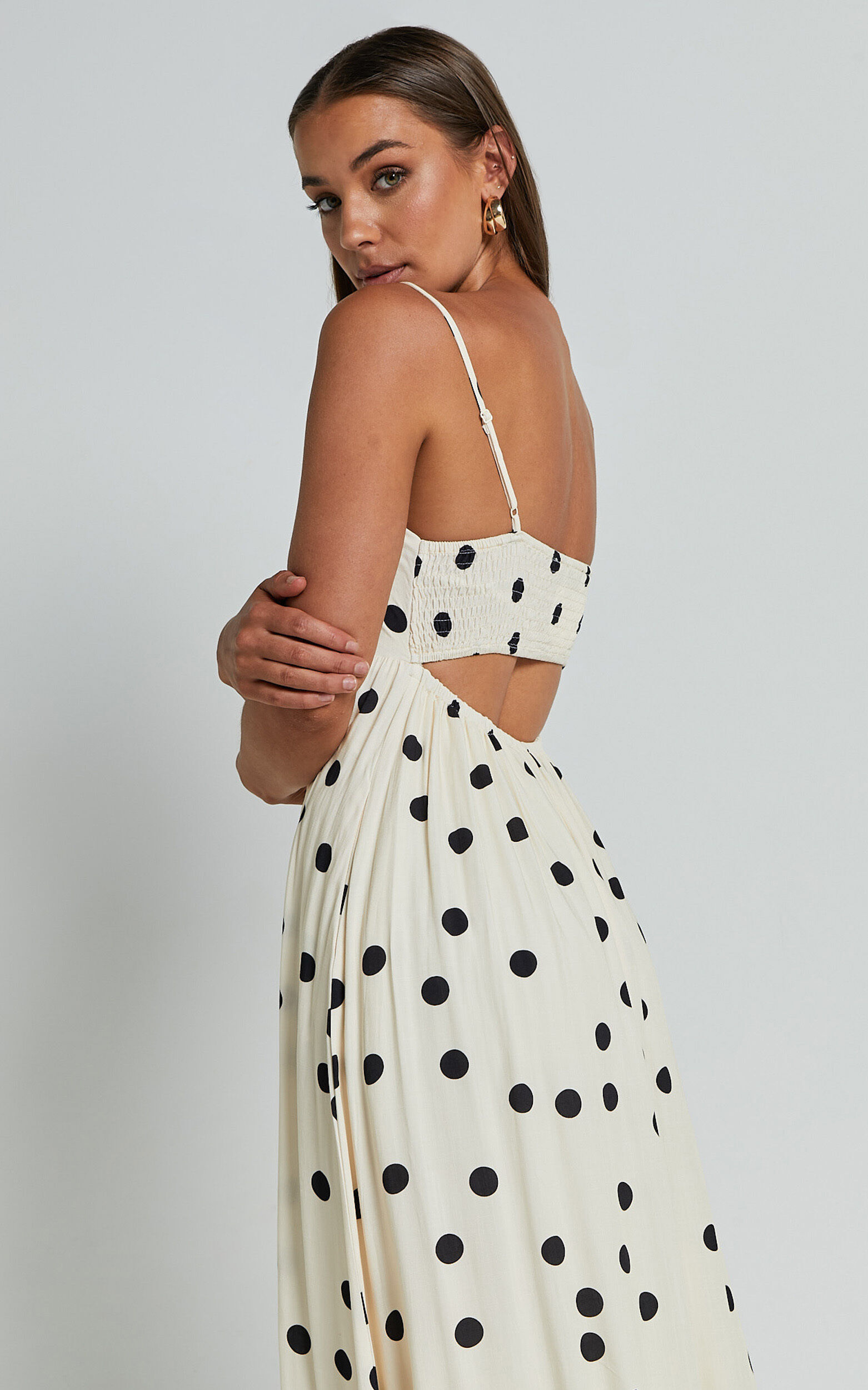 Black spot midi dress clearance
