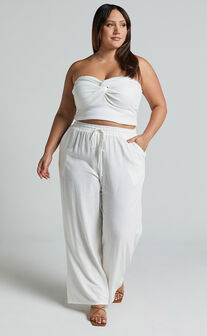 Kala Pants - Mid Waisted Relaxed Elastic Waist Pants in White