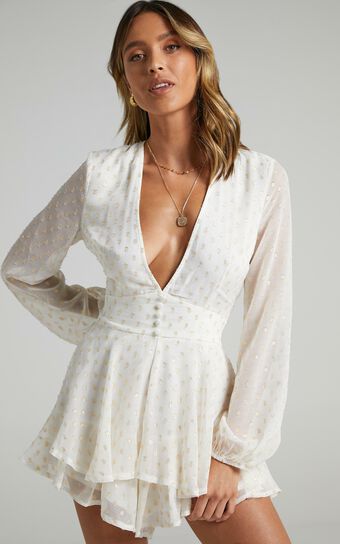 Lets Run Away Playsuit in White