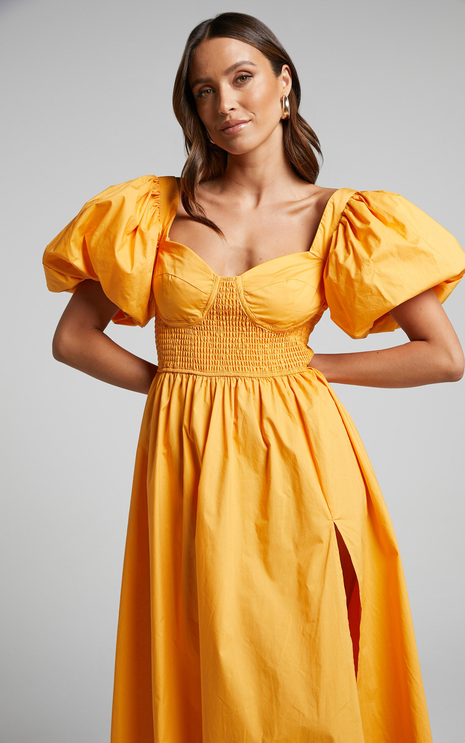 Tie Waist Tiered Fit And Flare Poplin Dress - Racing Red