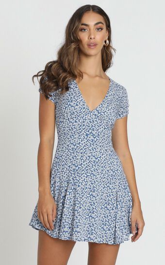 Florida Floral Mini Dress In Navy Floral