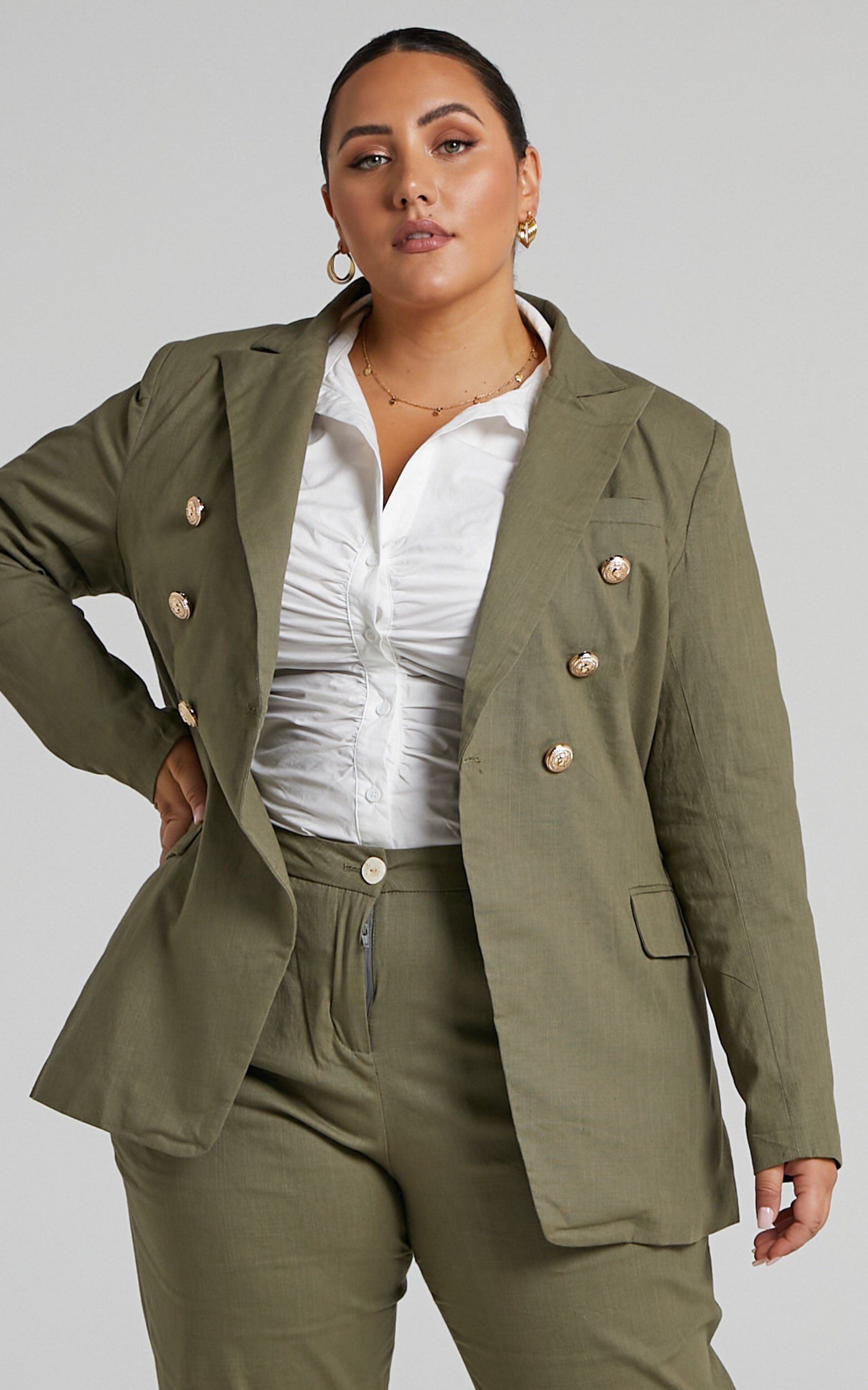 Plus size olive green blazer hotsell