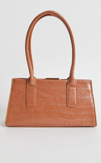 Nikita Bag - Croc Pu Mini Handbag in Tan