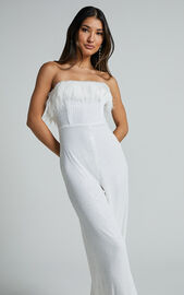 Leonora Jumpsuit - Strapless Straight Leg Jumpsuit in White | Showpo USA