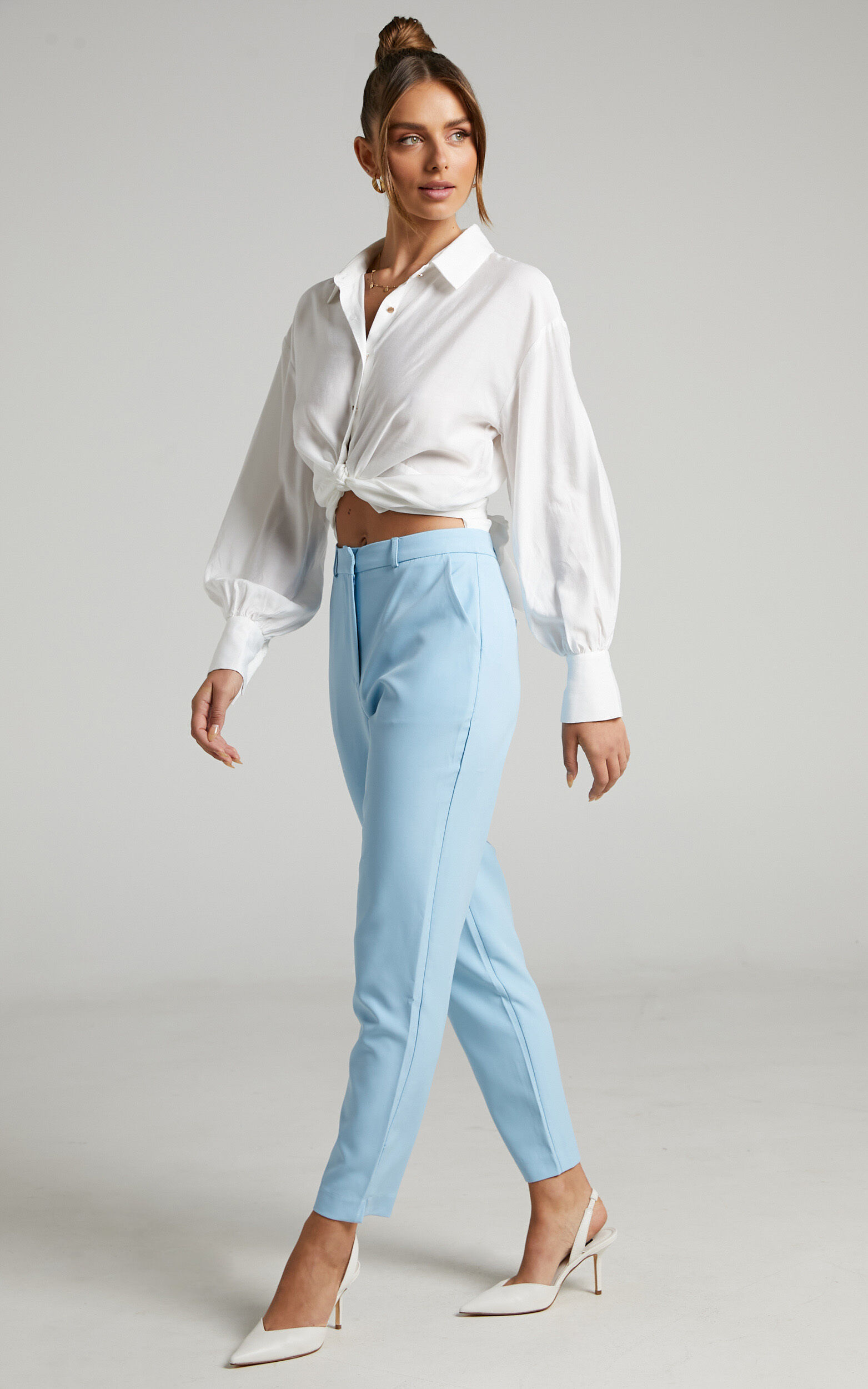 High-Waisted Strait Cropped Pant - Light Blue – North Star