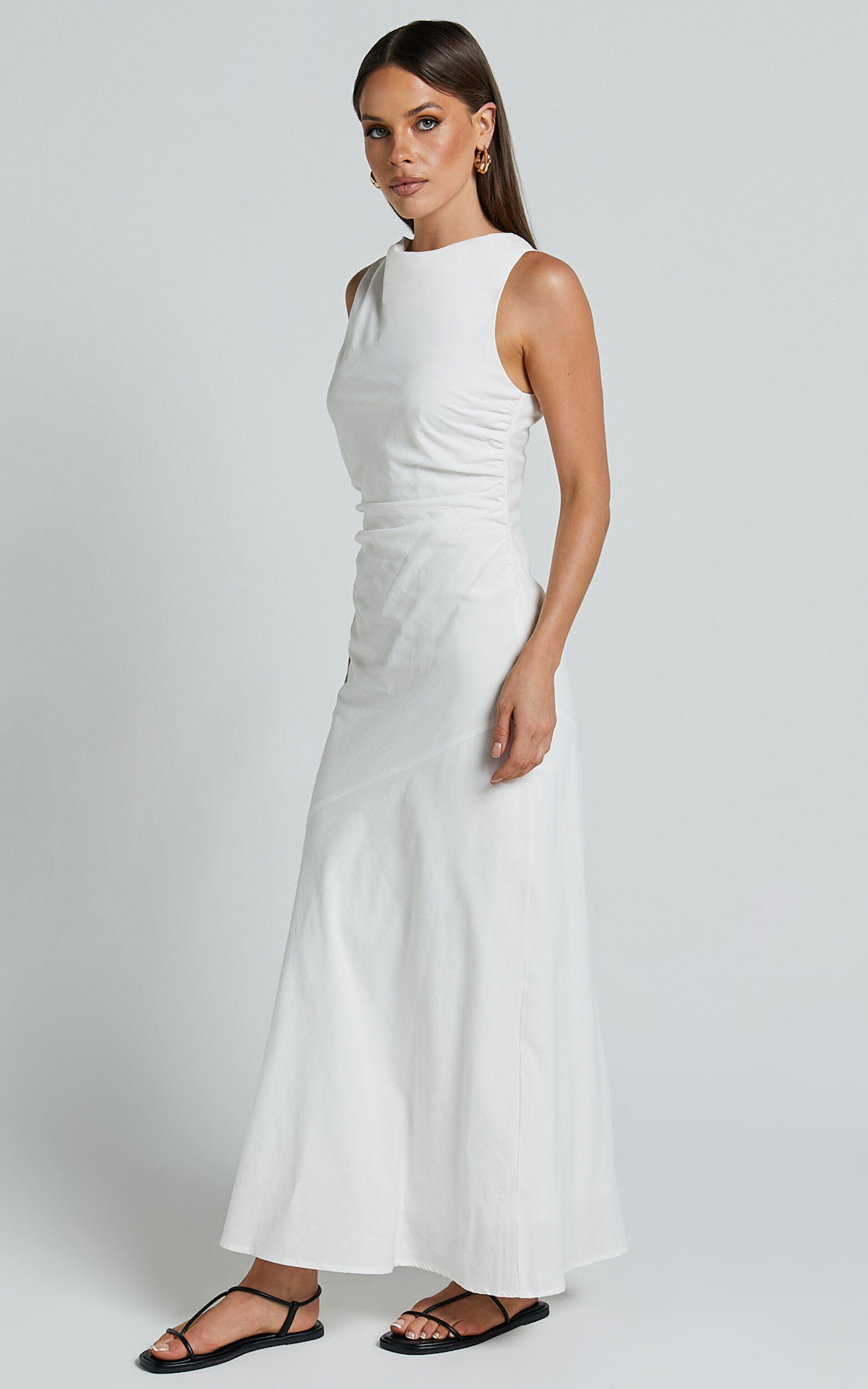 High neck discount flare dress