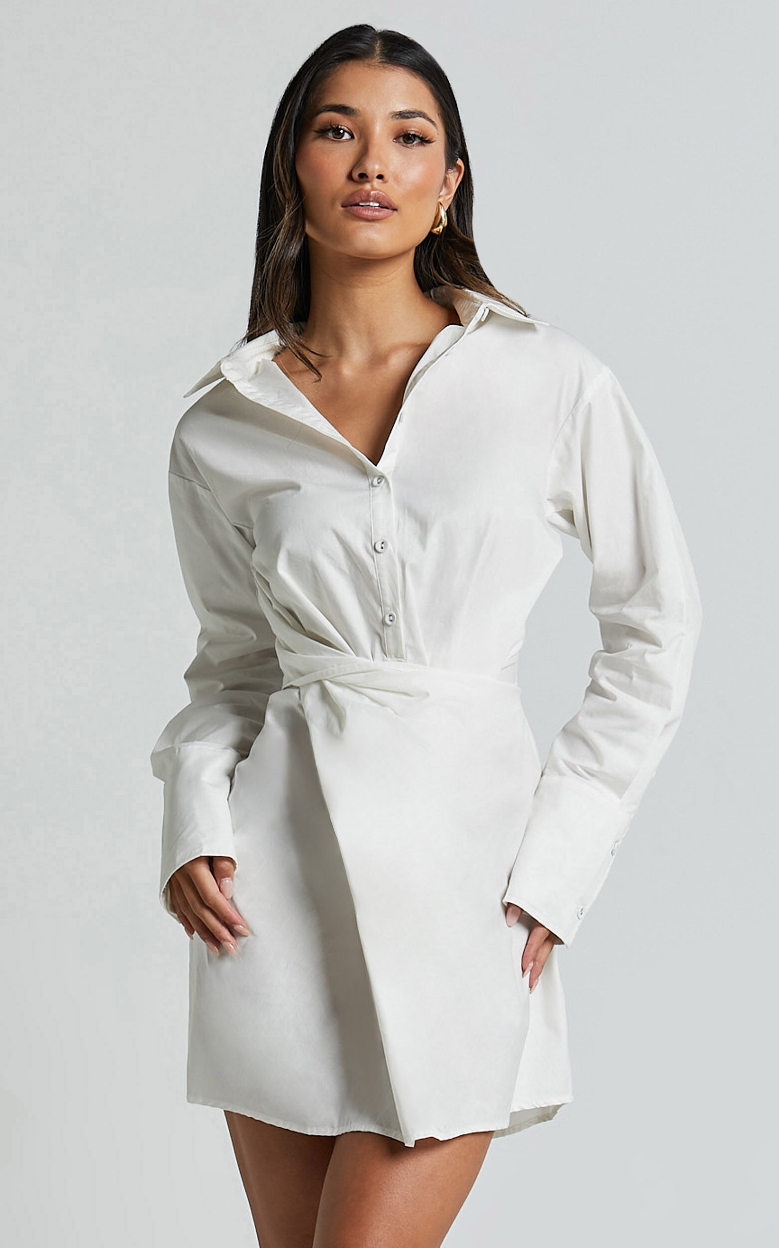 White shirt wrap dress top