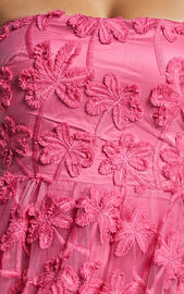 Rheiva Midi Dress - Strapless 3D Embroidery Midi Dress in Pink | Showpo USA