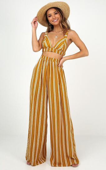 There You Were Two Piece Set In Mustard Stripe