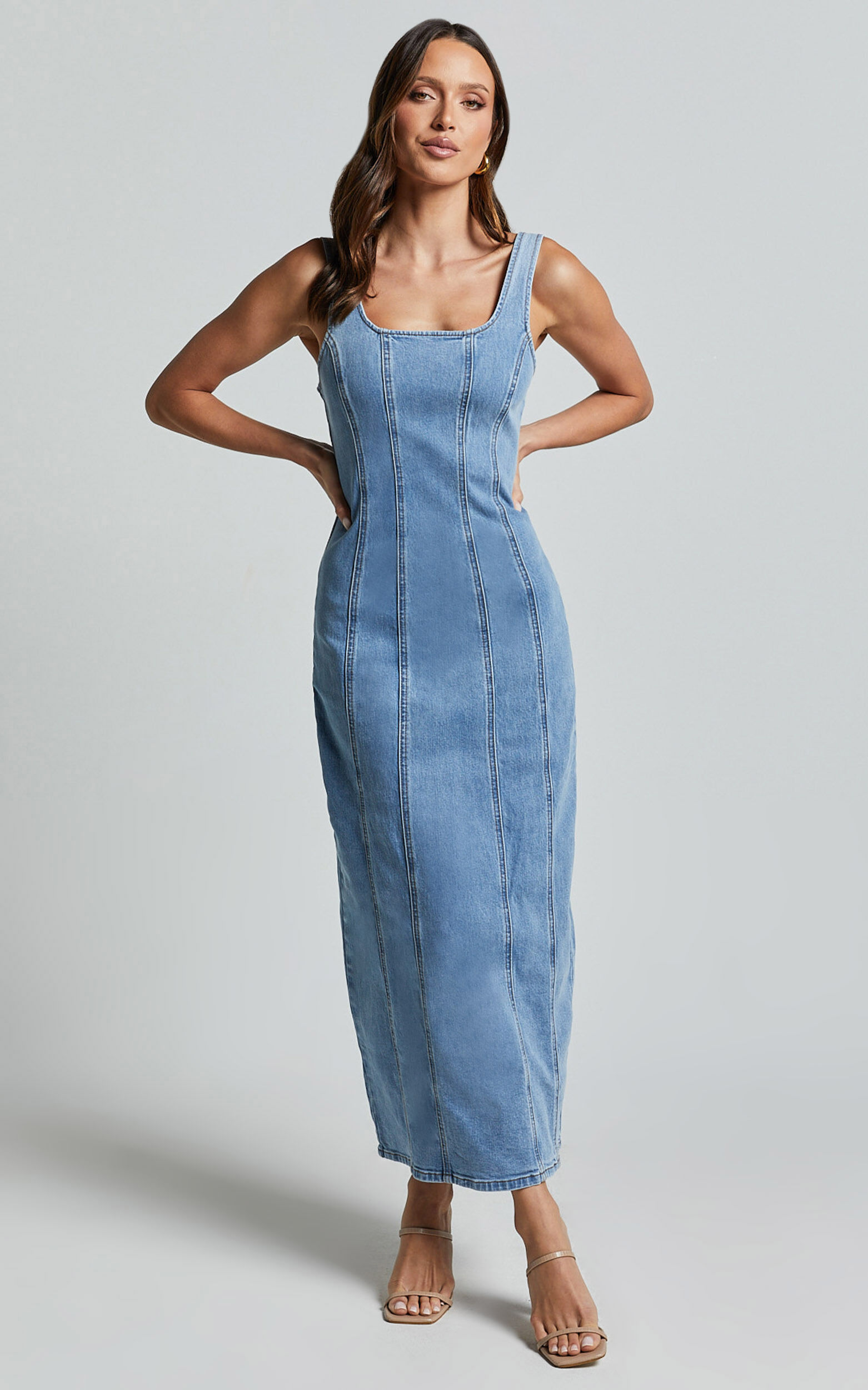 Denim dress midi length clearance