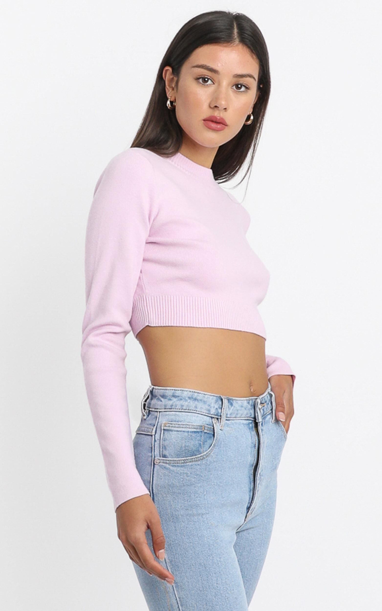 Model Off Duty Knit Top in Pink | Showpo