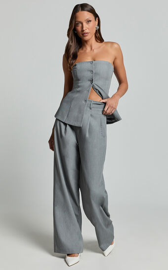 Hope Pants - Wide Leg Tailored Pants in Grey