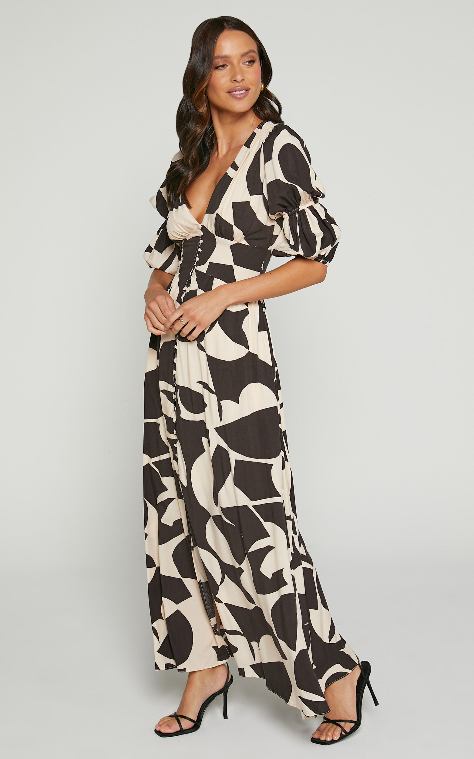 Black and shop cream dress