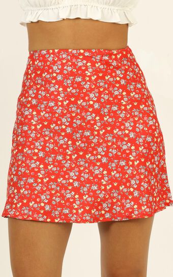Puzzle Pieces Skirt In Red Floral