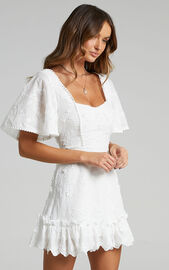 Fancy A Spritz Mini Dress In White Embroidery | Showpo