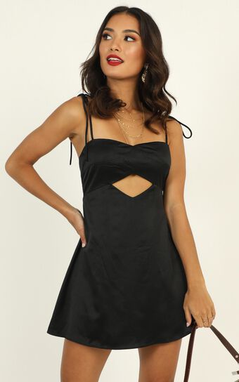 Only You Cut Out Mini Dress In Black Satin 