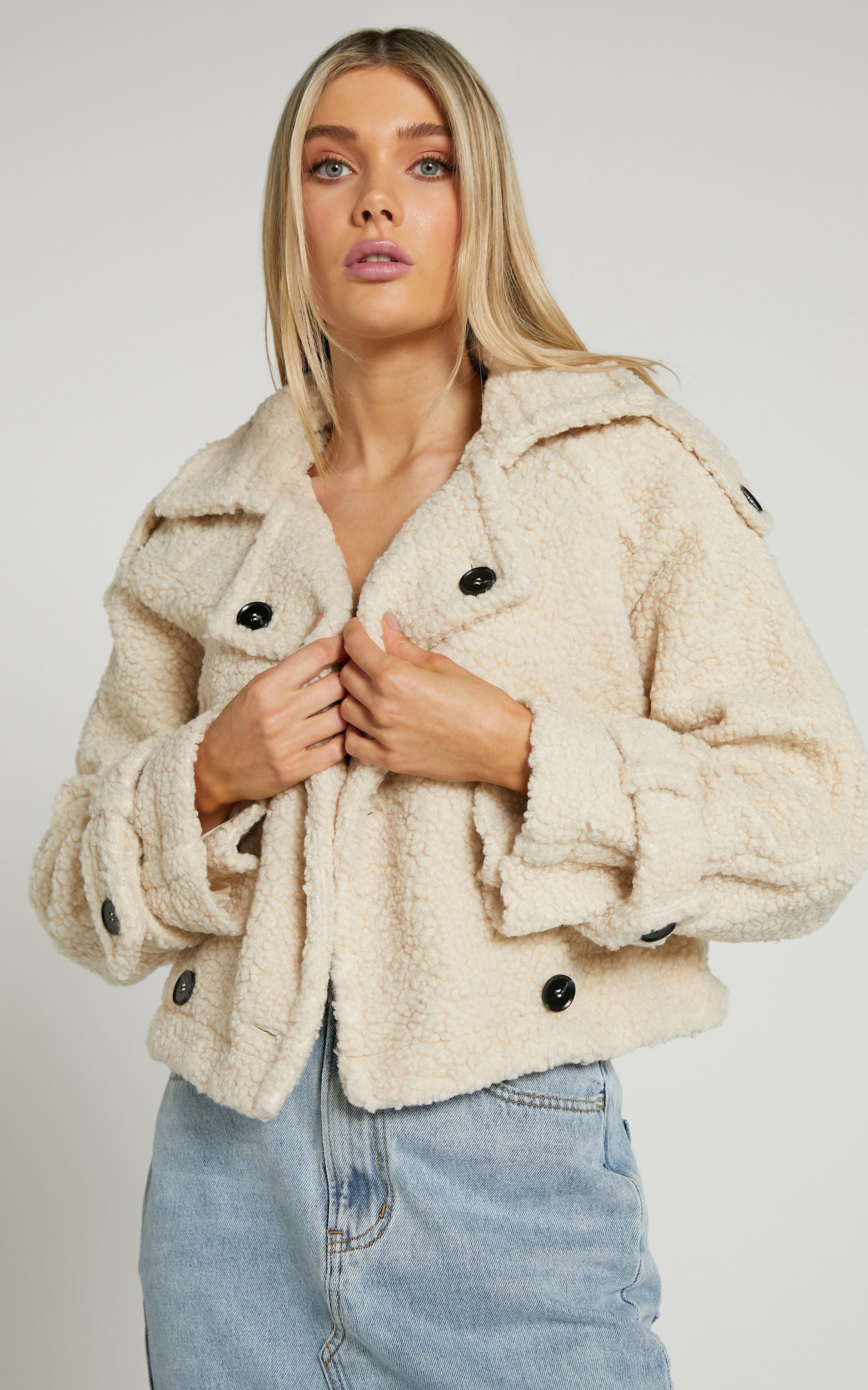Borg cropped jacket cheap
