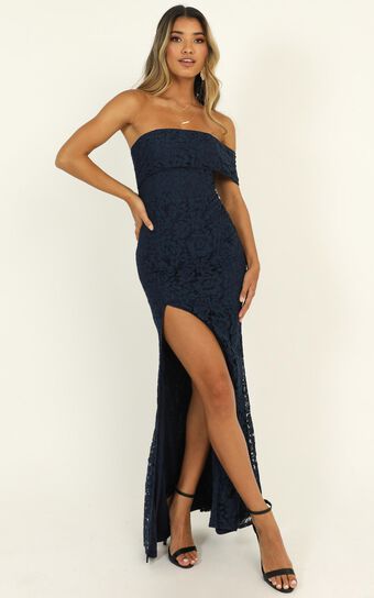 Just Hold On Dress In Navy Lace