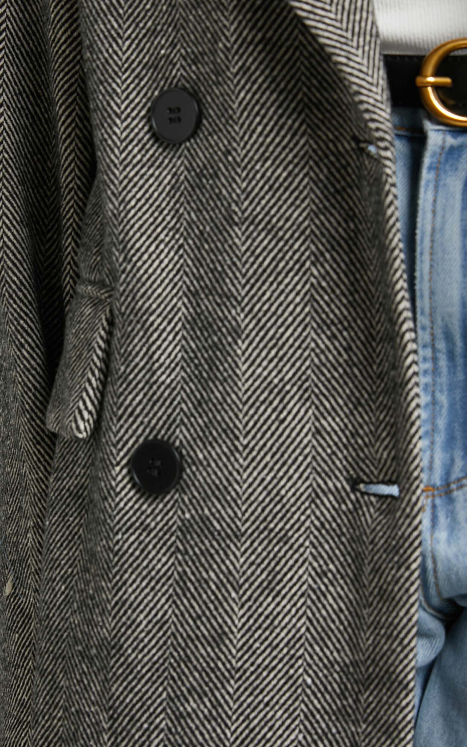 Button-Front Jacket - Black/herringbone-patterned - Ladies