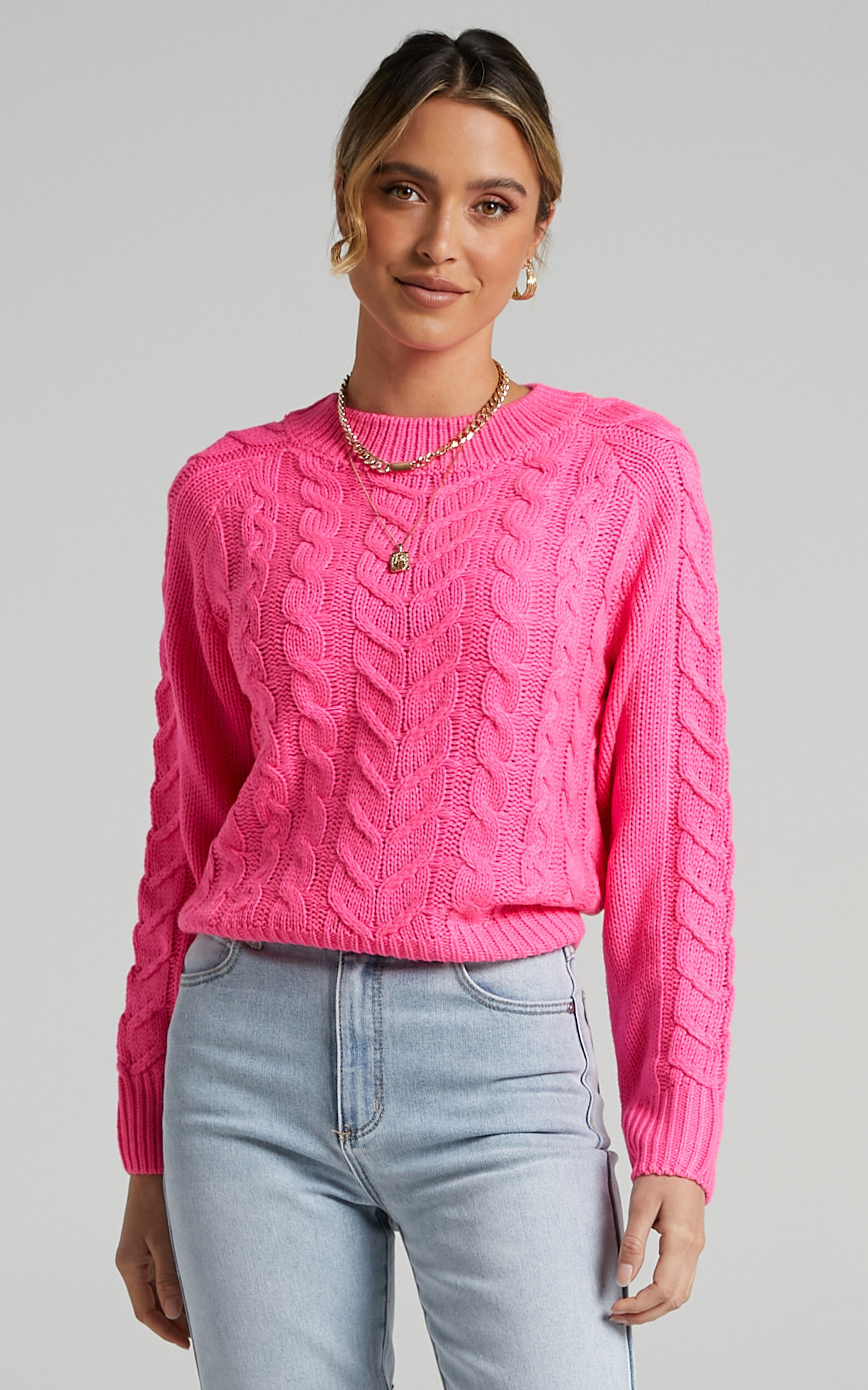 Duffy Knit Jumper in Hot Pink Showpo NZ