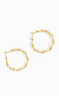 Bev Hoop Earrings in Gold and Pearl