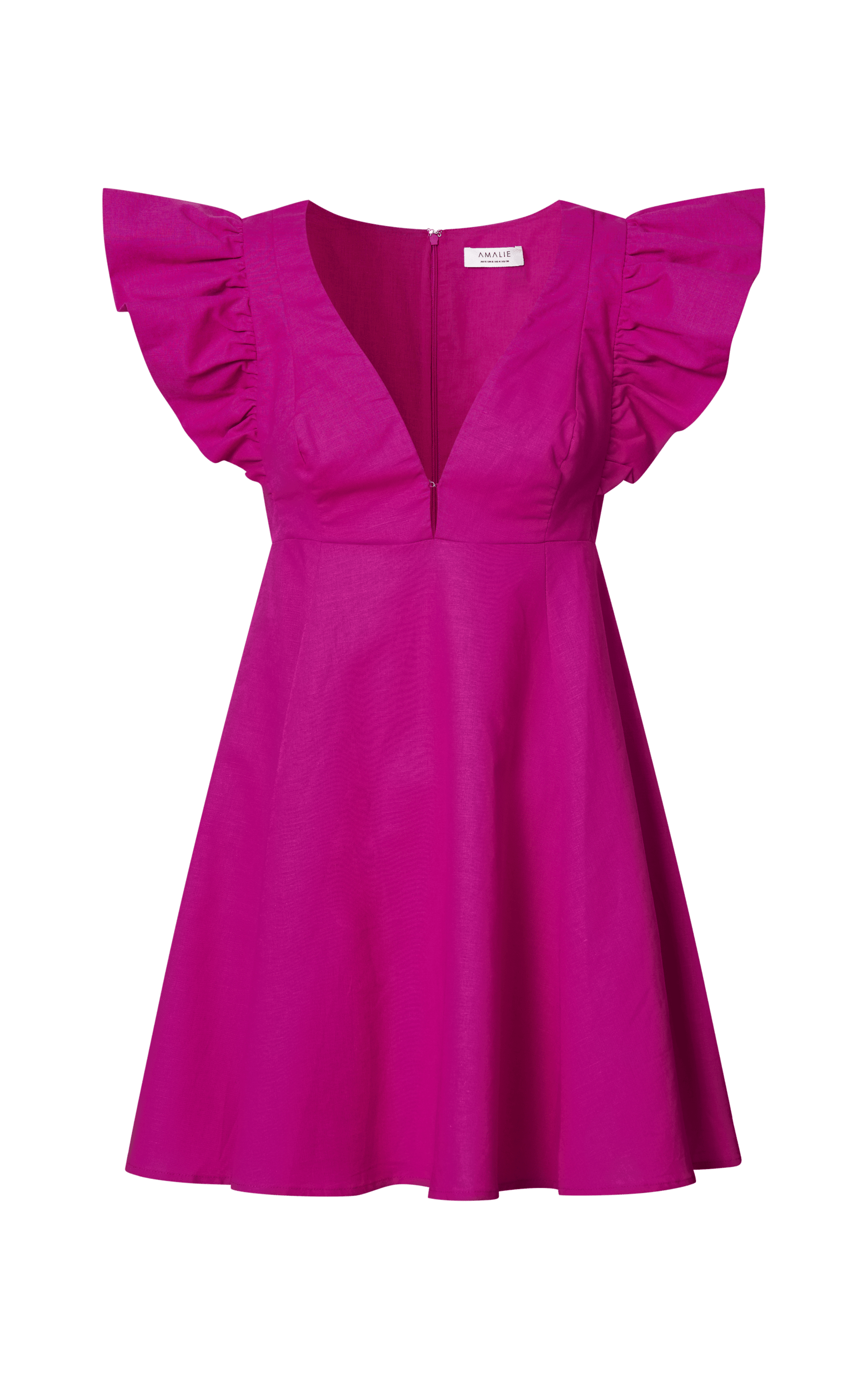 Amalie The Label - Linen Blend Frill Sleeve Baby Doll Dress Amalie The Label - Linen Blend Frill Sleeve Baby Doll Dress