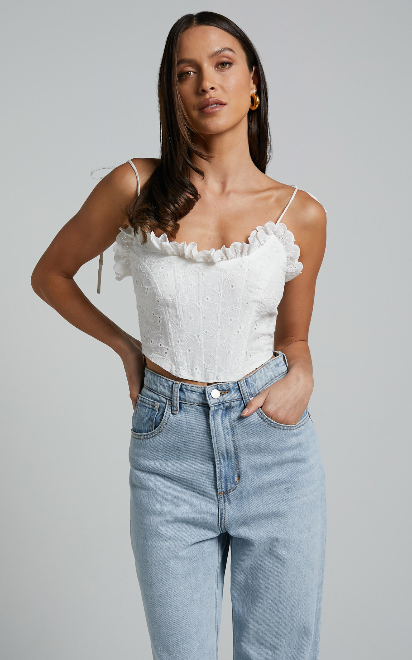 Tie shoulder deals bustier top