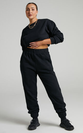 Sunday Society Club - Mid Waisted Maddie Sweatpants in Black