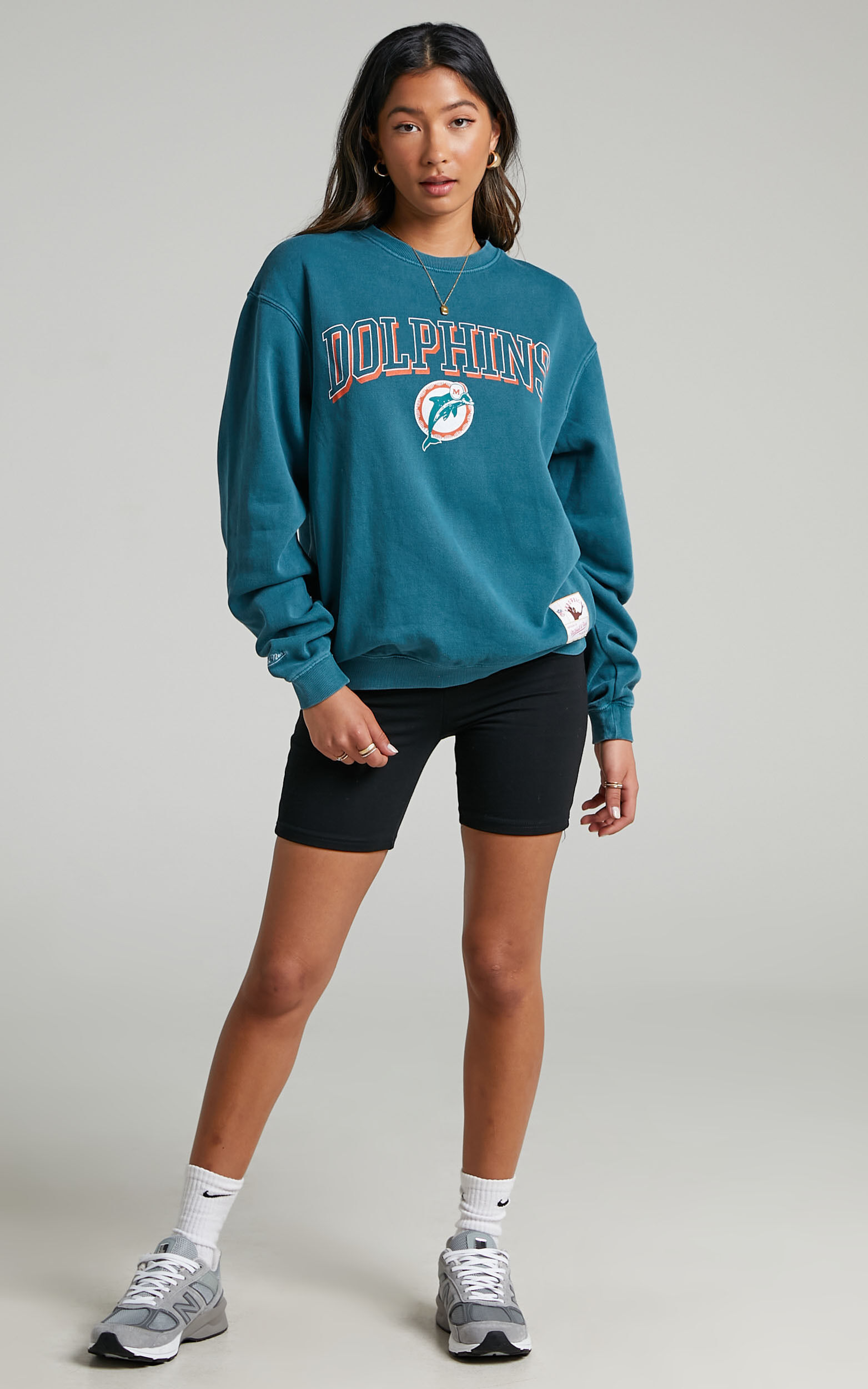 【US限定】Mitchell&Ness Miami Dolphins Crewneck Sweat Teal miami-dolphins-mitchell-and-