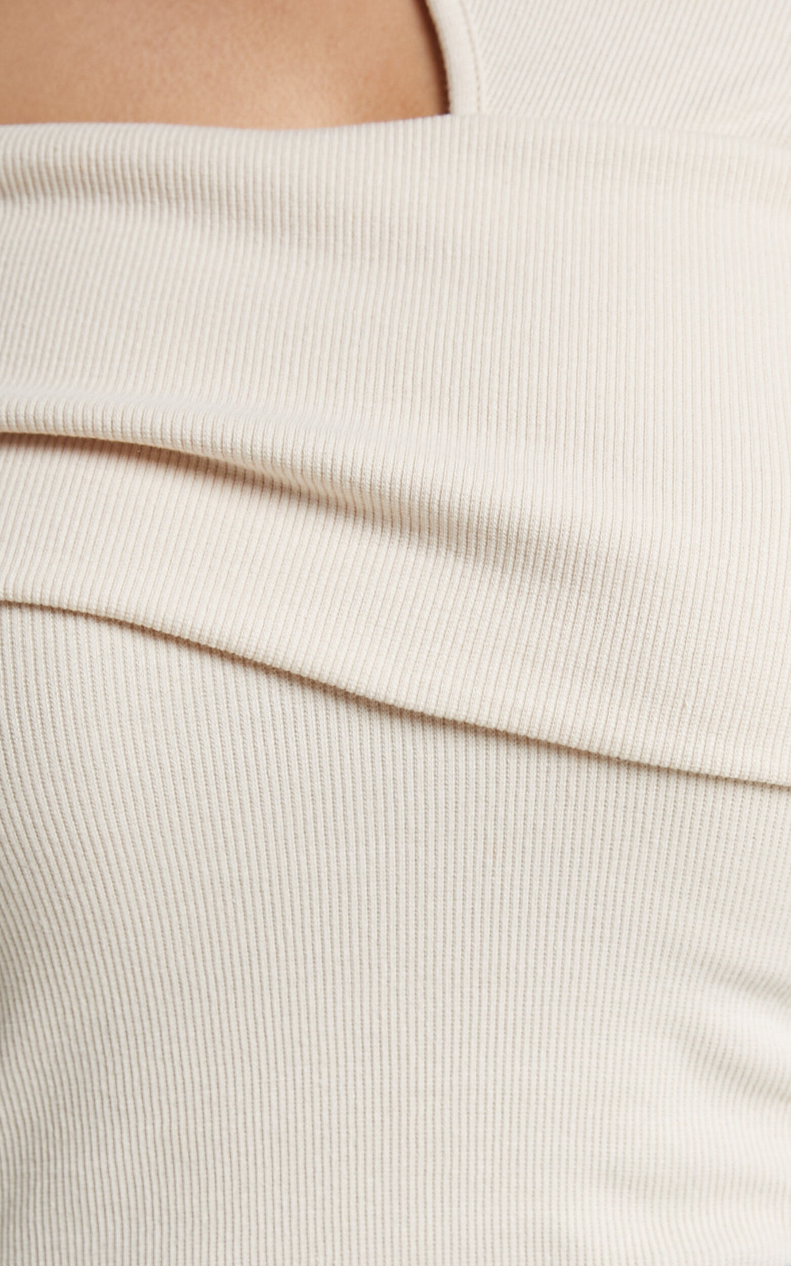 Kiefer Top - Asymmetric Long Sleeve Cutout Top in Cream