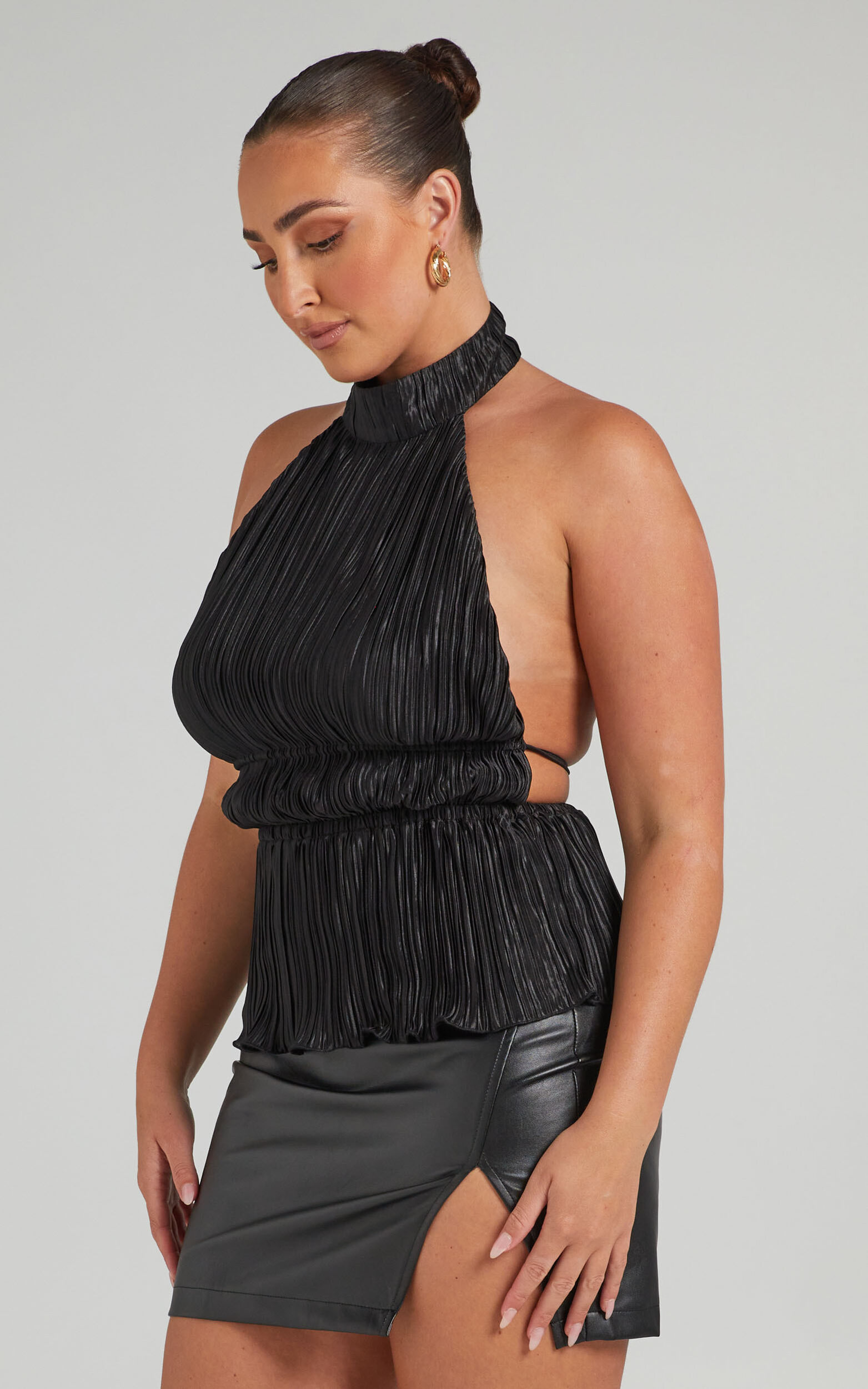 Makayla Plisse Halter Neck Top Makayla Plisse Halter Neck Top