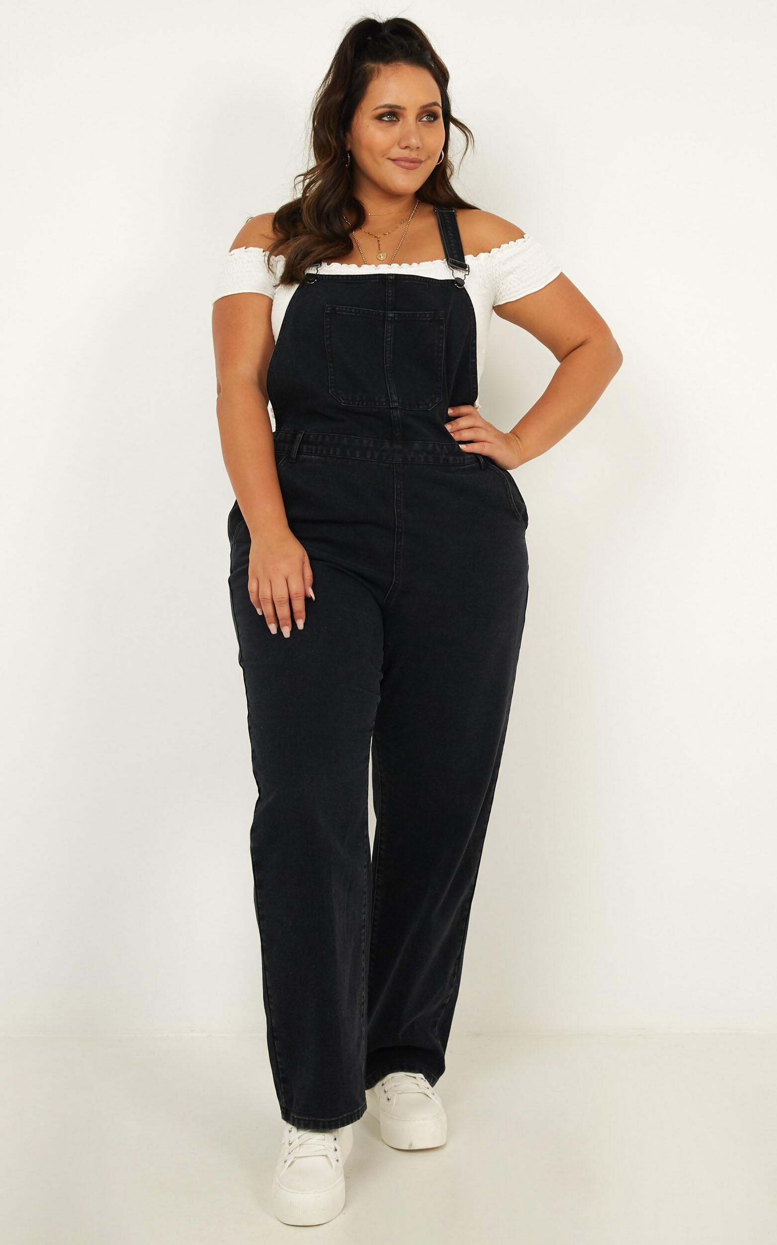 Kiera Denim Overalls in Black Wash | Showpo USA