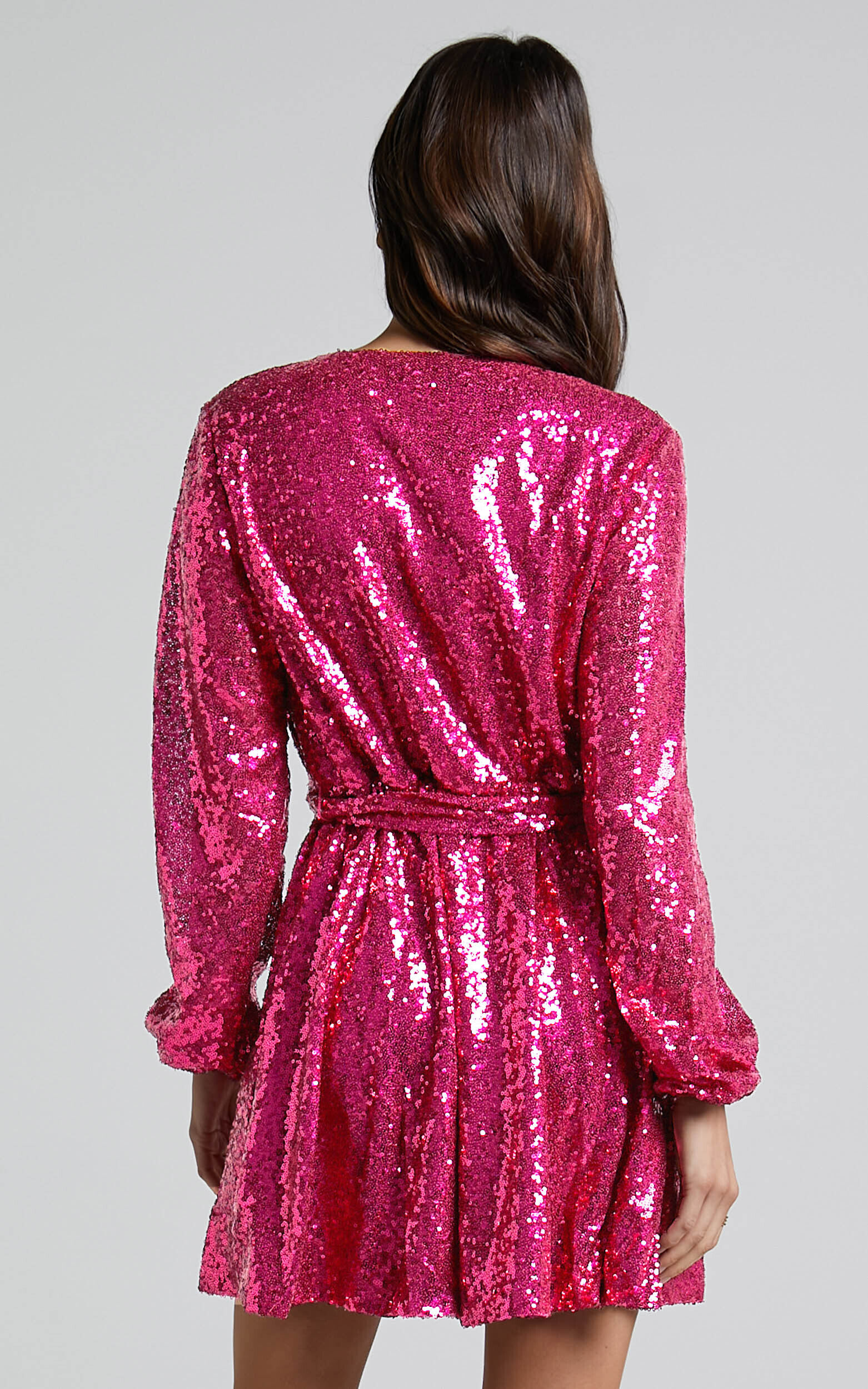 Pink sparkly online long sleeve dress