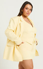 Virginia Jacket - Oversized Double Breasted Blazer in Pastel Yellow ...