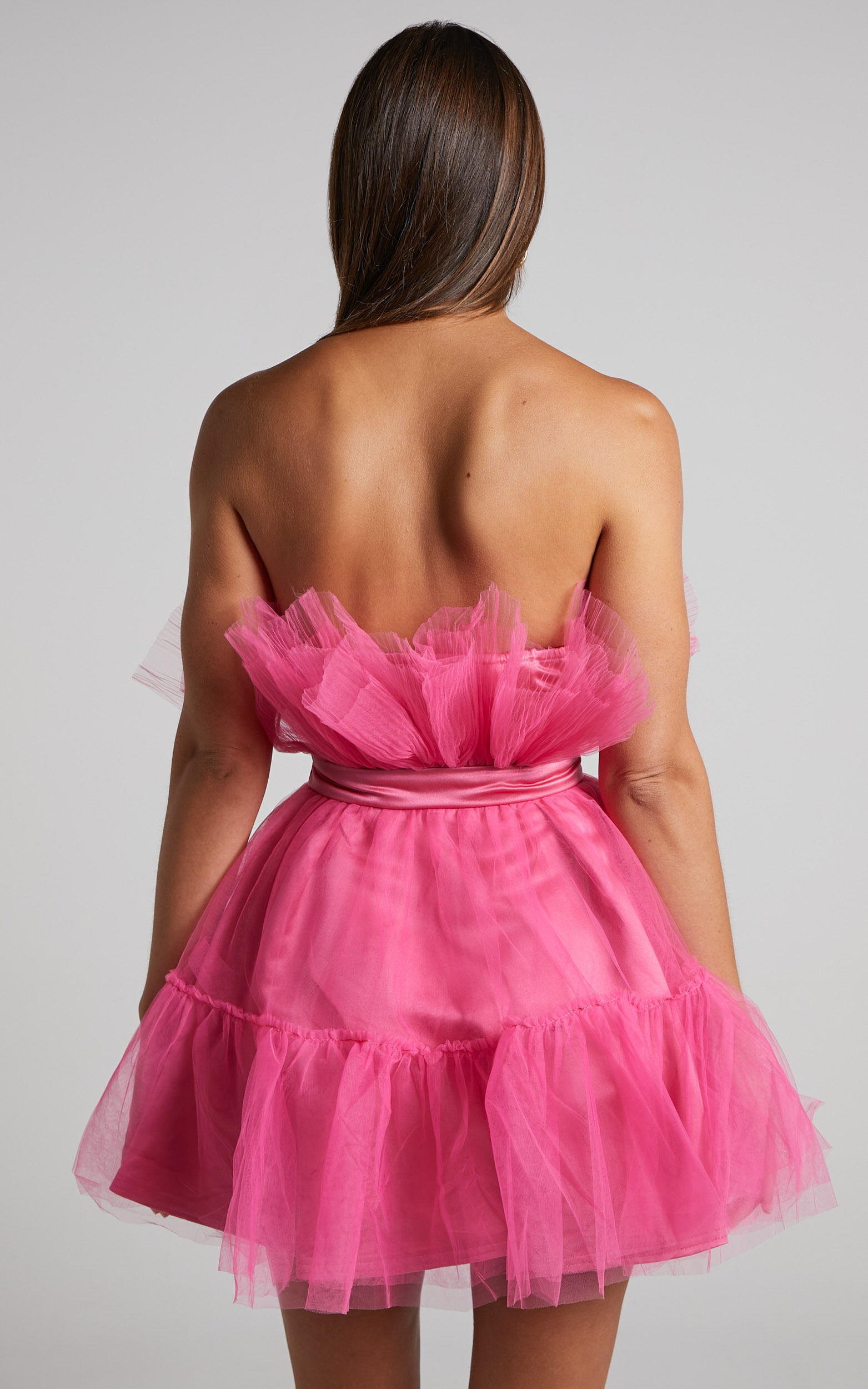 Pink tulle mini online dress